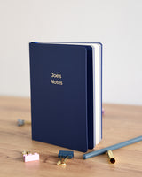 Personalised navy mini notebook with gold foil name