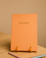 Personalised peach A5 lined notebook with gold foil lettering