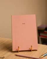 Personalised pink A5 lined notebook with gold foil lettering