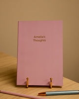 Personalised purple A5 lined notebook with gold foil lettering